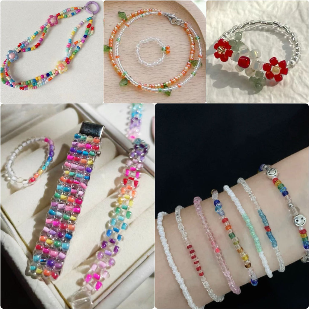Glass Rice Bead Jewelry Beaded Bracelet Necklace Ring Handmade DIY Loose Beads 3mm