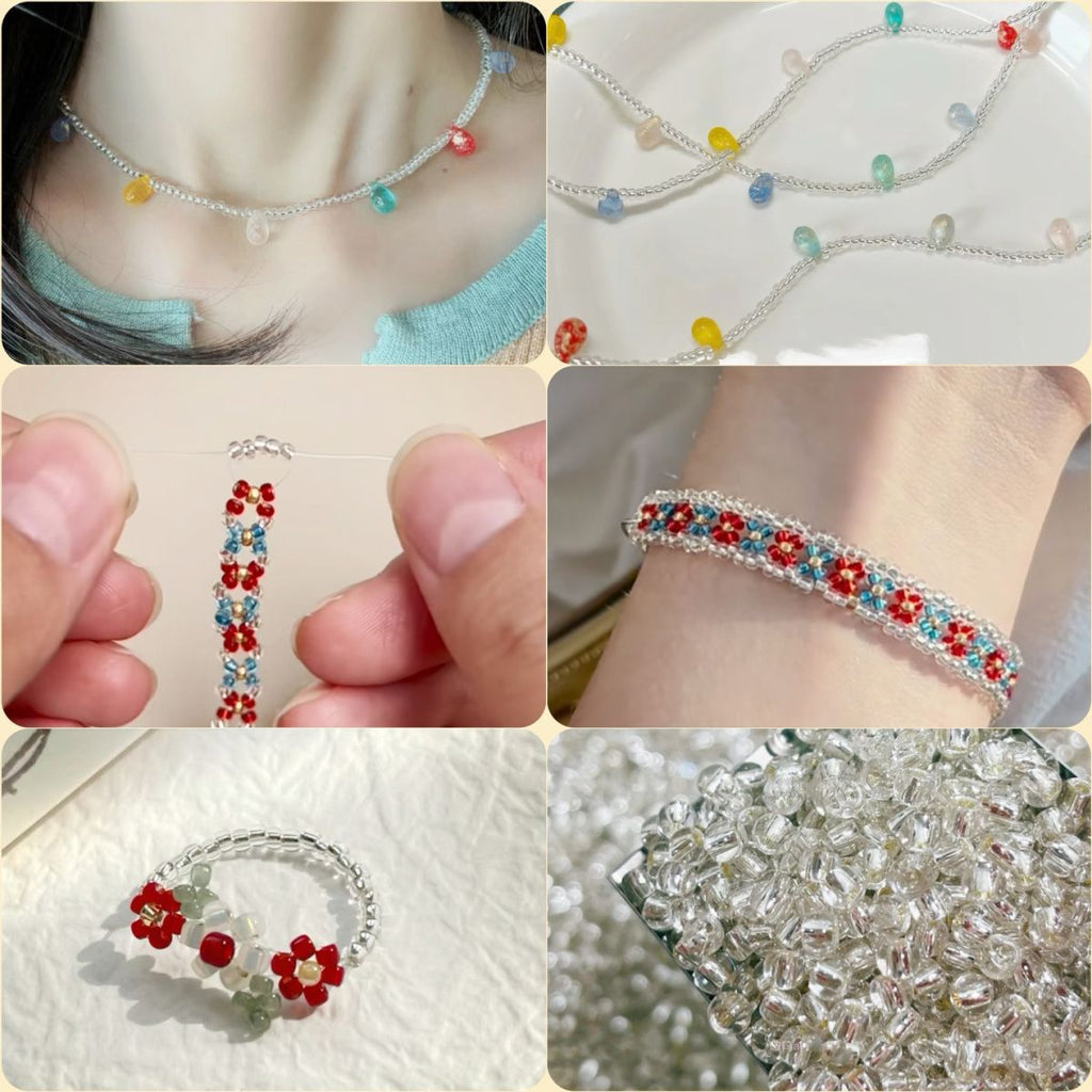Glass Rice Bead Jewelry Beaded Bracelet Necklace Ring Handmade DIY Loose Beads 3mm