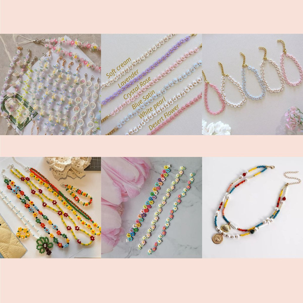 Glass Rice Bead Jewelry Beaded Bracelet Necklace Ring Handmade DIY Loose Beads 3mm