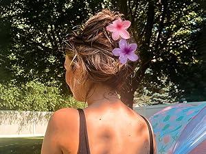 Flower Hair Claw Clips-4PCS for Thick Hair,Strong Hold Nonslip,Hawaiian,Cute Large Clips,Banana Clip for Thin,Hair Accessories